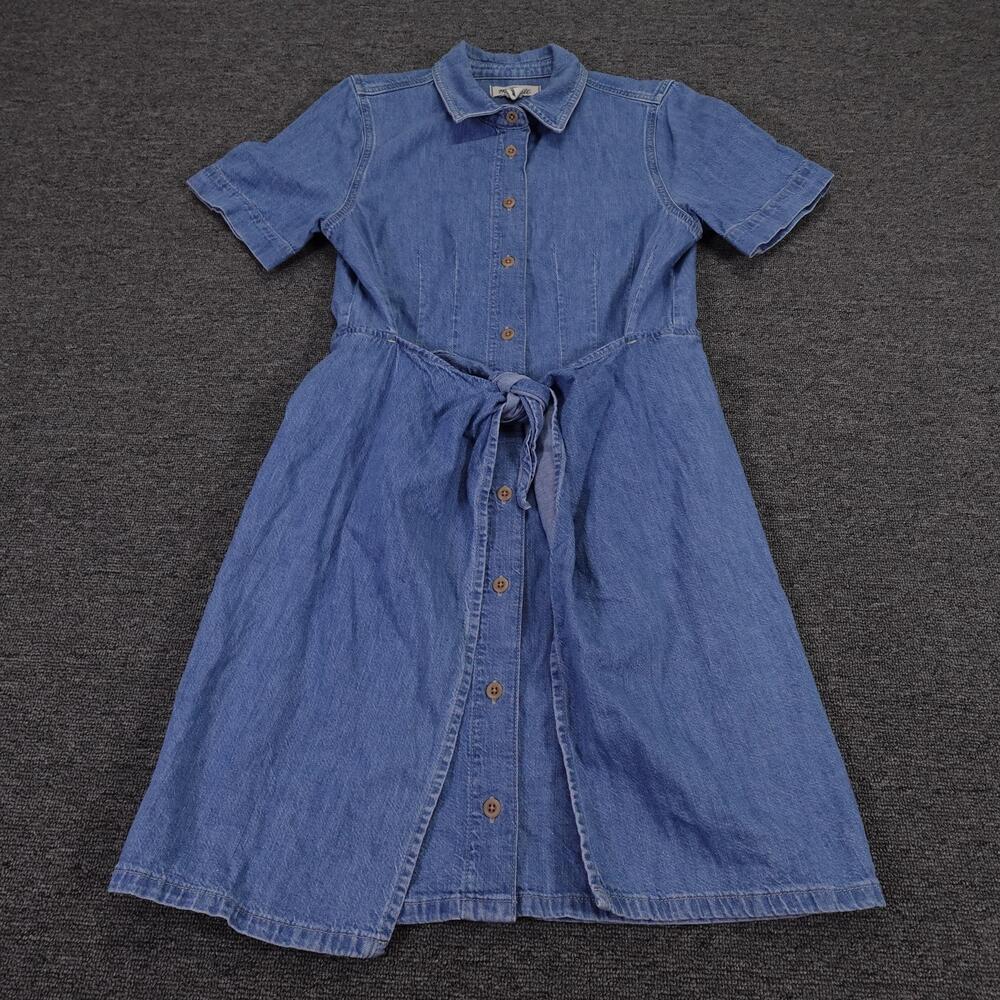 Madewell Shirt Dress Womens 6 Blue Denim Short Sleeve Button Front Belted